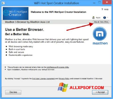 Ekran görüntüsü Wi-Fi HotSpot Creator Windows XP