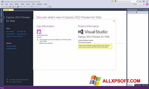 Ekran görüntüsü Microsoft Visual Studio Express Windows XP