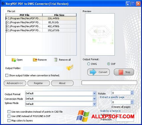 Ekran görüntüsü PDF to DWG Converter Windows XP