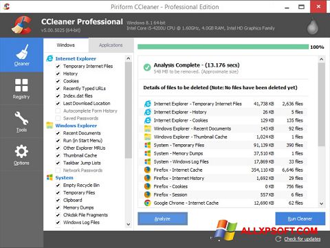 Ekran görüntüsü CCleaner Windows XP