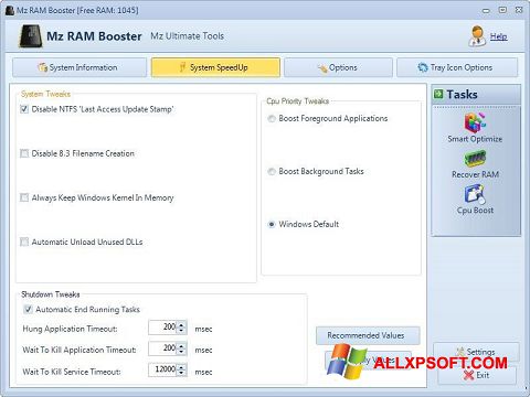 Ekran görüntüsü Mz RAM Booster Windows XP