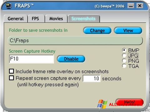 Ekran görüntüsü Fraps Windows XP