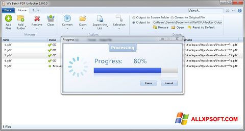 Ekran görüntüsü PDF Unlocker Windows XP
