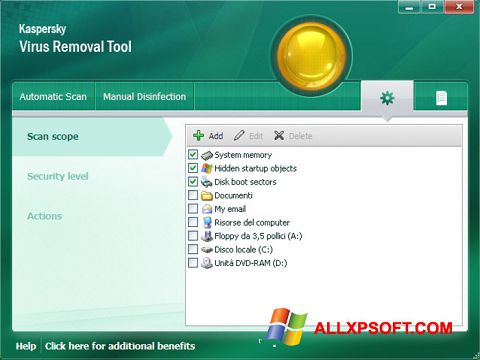 Ekran görüntüsü Kaspersky Virus Removal Tool Windows XP