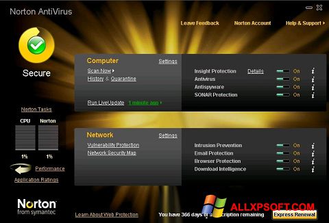 Ekran görüntüsü Norton AntiVirus Windows XP