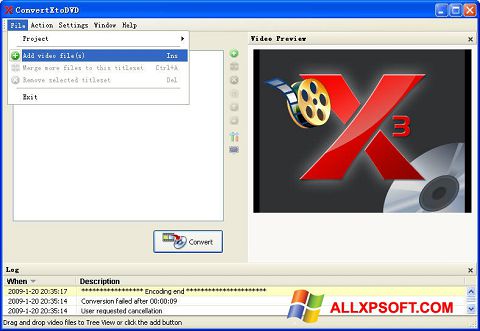 Ekran görüntüsü ConvertXToDVD Windows XP