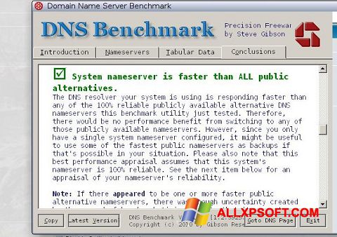 Ekran görüntüsü DNS Benchmark Windows XP