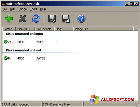 Ekran görüntüsü SoftPerfect RAM Disk Windows XP