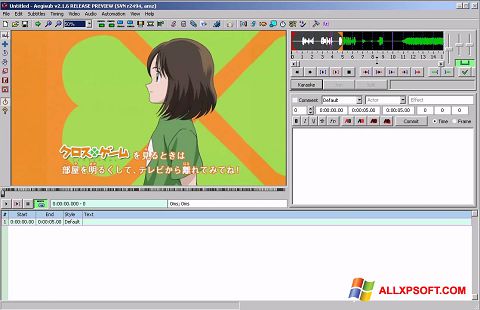Ekran görüntüsü Aegisub Windows XP