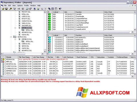 Ekran görüntüsü Dependency Walker Windows XP