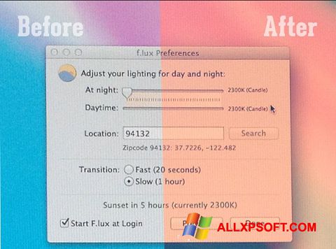 Ekran görüntüsü F.lux Windows XP