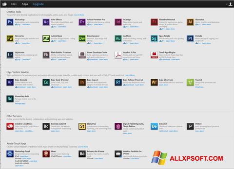 Ekran görüntüsü Adobe Creative Cloud Windows XP