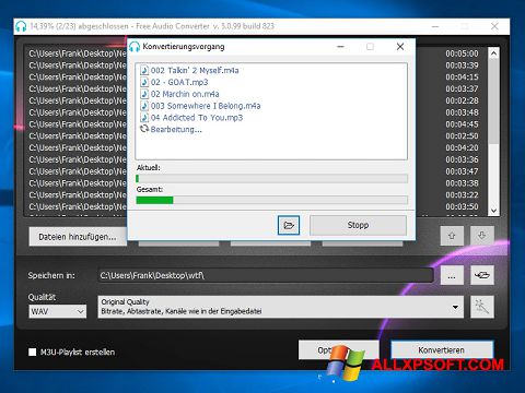 Ekran görüntüsü Free Audio Converter Windows XP