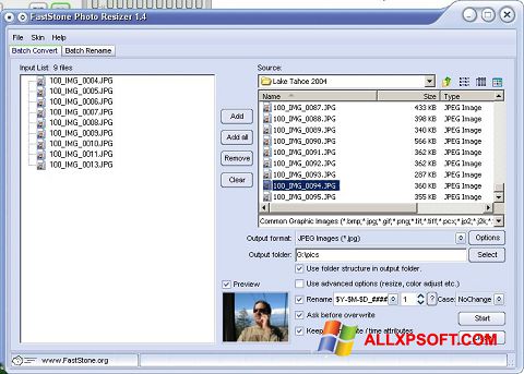 Ekran görüntüsü FastStone Photo Resizer Windows XP