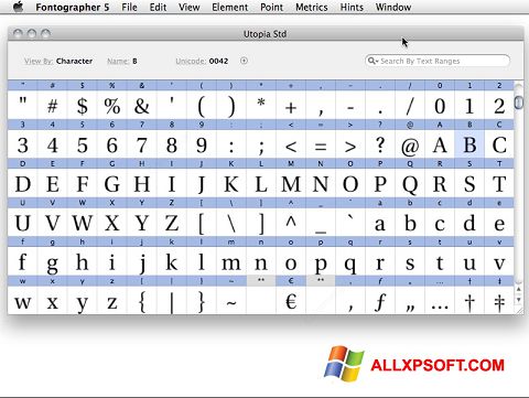 Ekran görüntüsü Fontographer Windows XP
