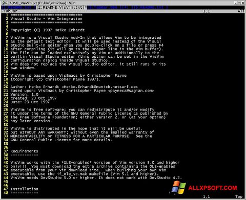 Ekran görüntüsü Vim Windows XP