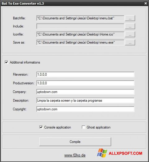 Ekran görüntüsü Bat To Exe Converter Windows XP