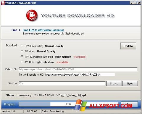 Ekran görüntüsü Youtube Downloader HD Windows XP