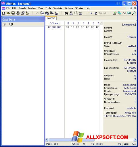 Ekran görüntüsü WinHex Windows XP