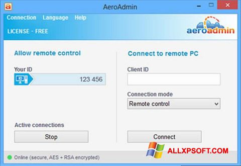 Ekran görüntüsü AeroAdmin Windows XP